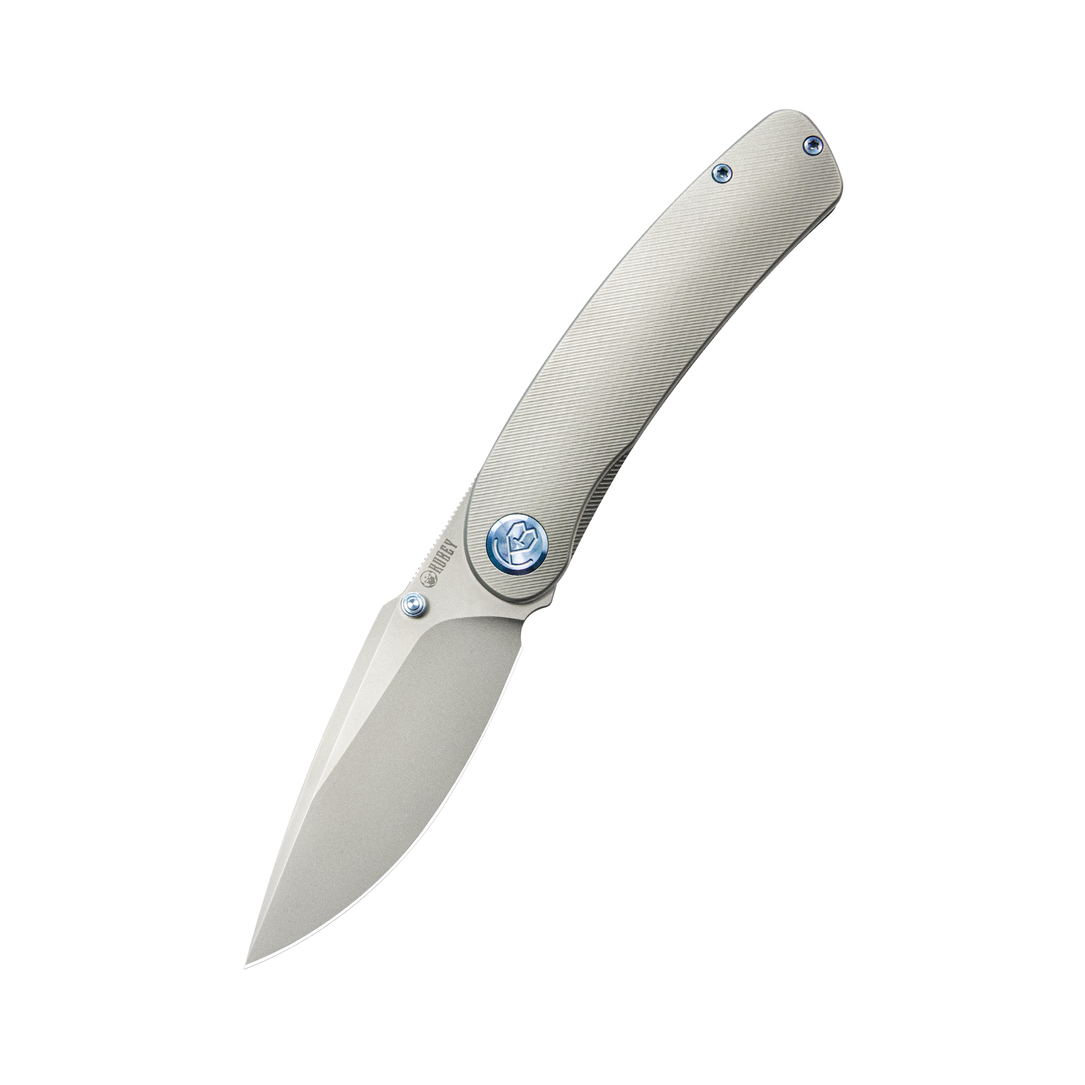 Kubey Momentum Gentlemans Pocket Knife Grey Titanium Handle 3.43" Beadblast M390 KB386A