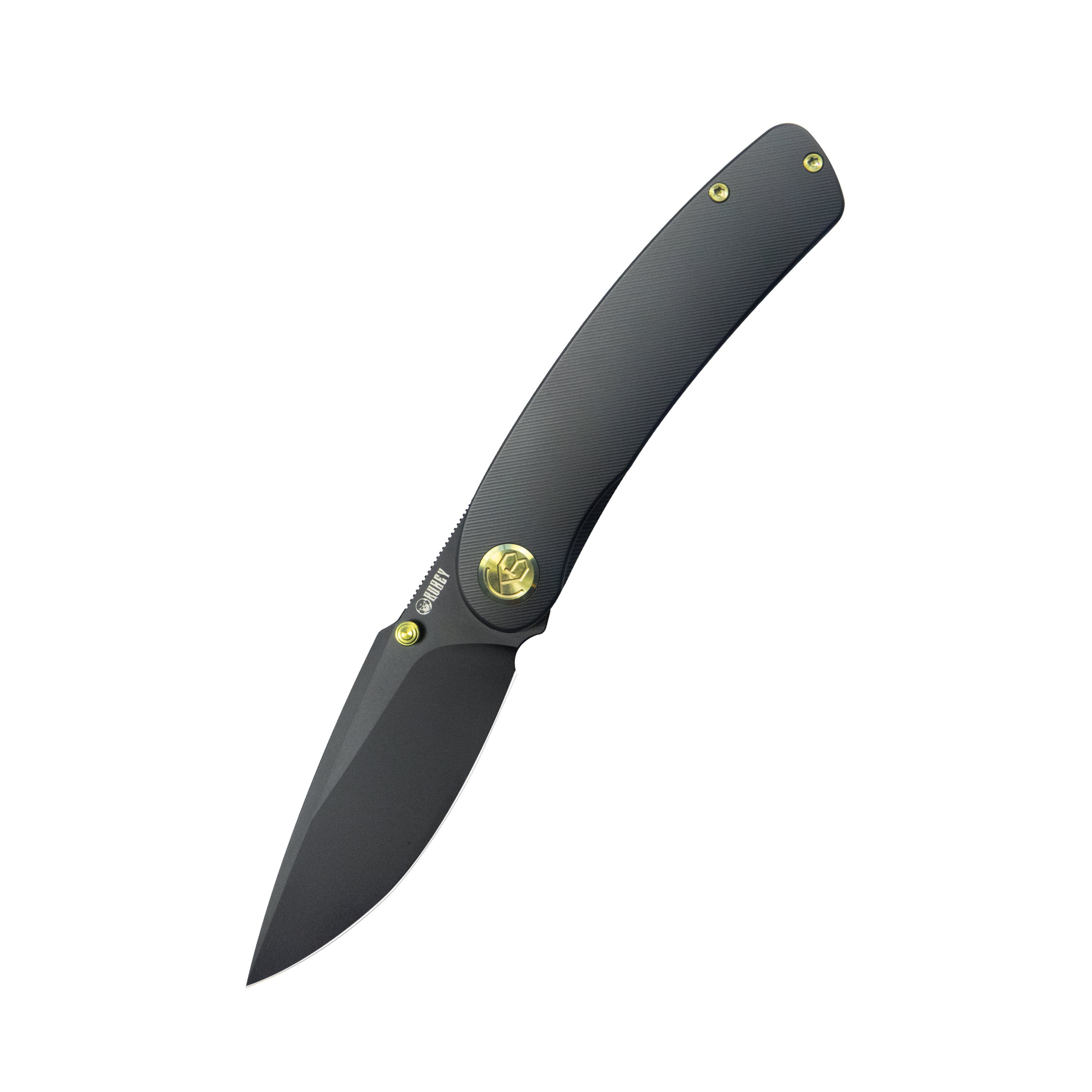 Kubey Momentum Gentlemans Pocket Knife Black Titanium Handle 3.43" Blackwash M390 KB386B