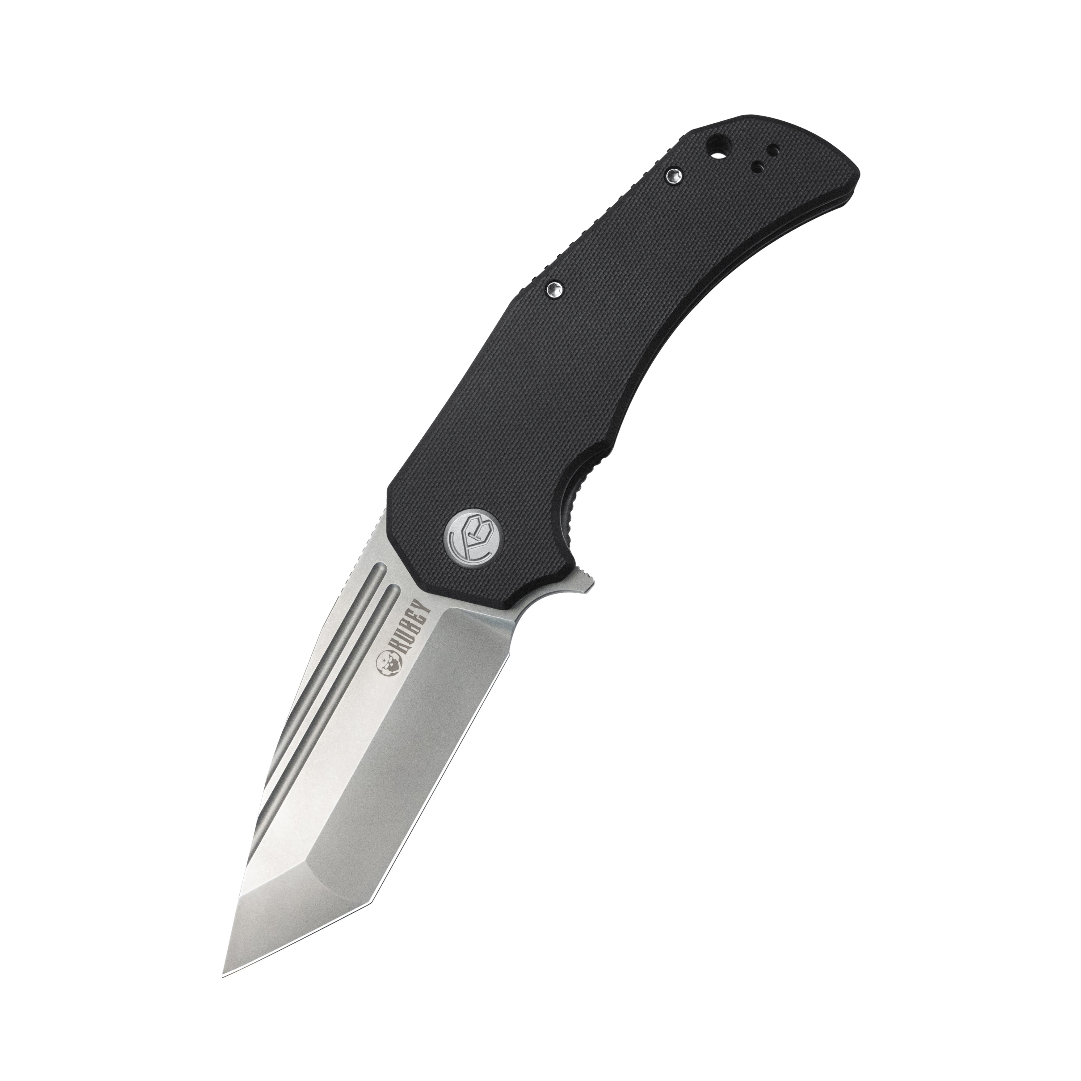 Kubey Mikkel Willumsen Design Bravo one Tanto Outdoor Folding Camping Knife Black G10 Handle 3.39" Beadblast AUS-10 KU318A