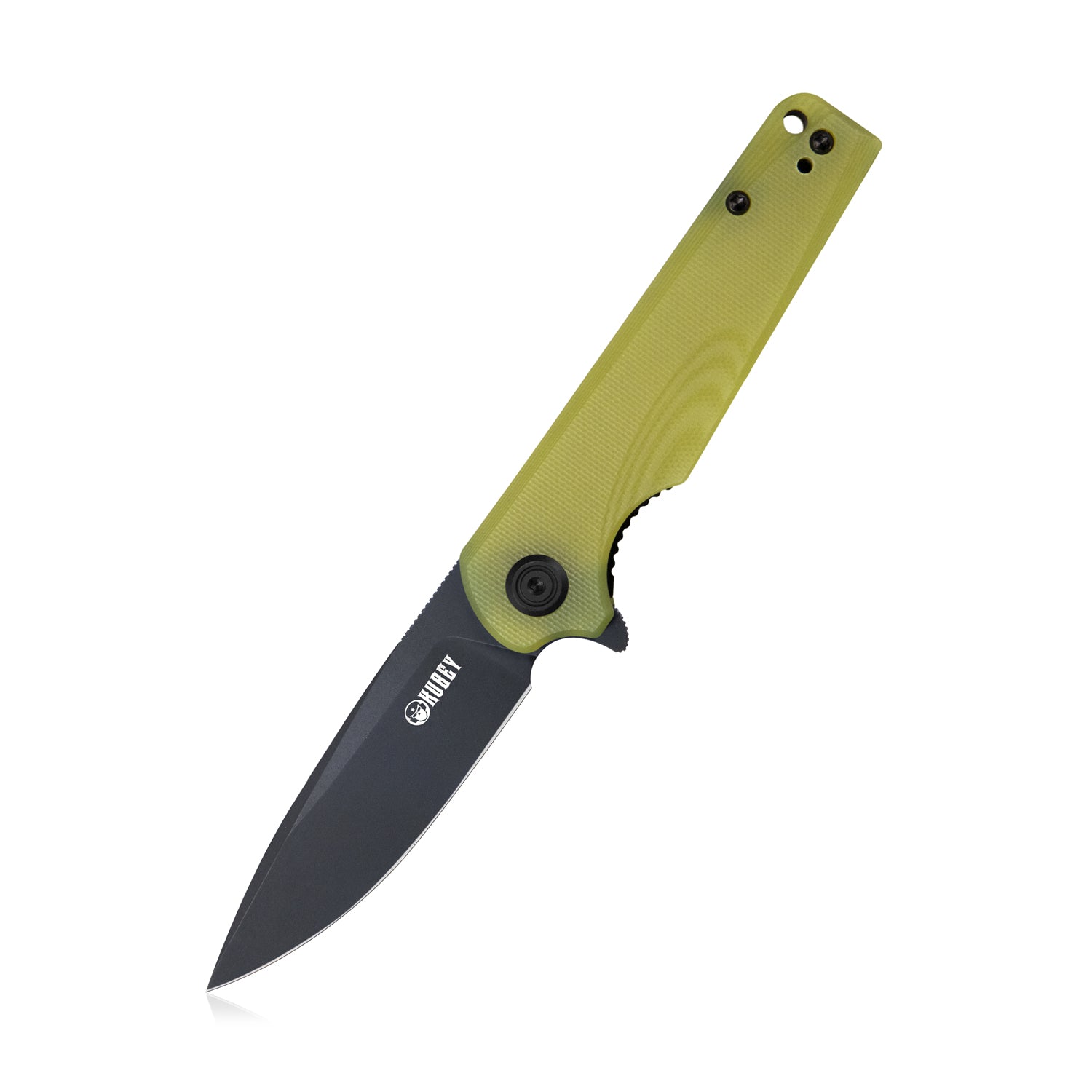 Kubey Wolverine Liner Lock Folding Knife Translucent Yellow G10 Handle 2.91" Dark Stonewashed D2 KU233D
