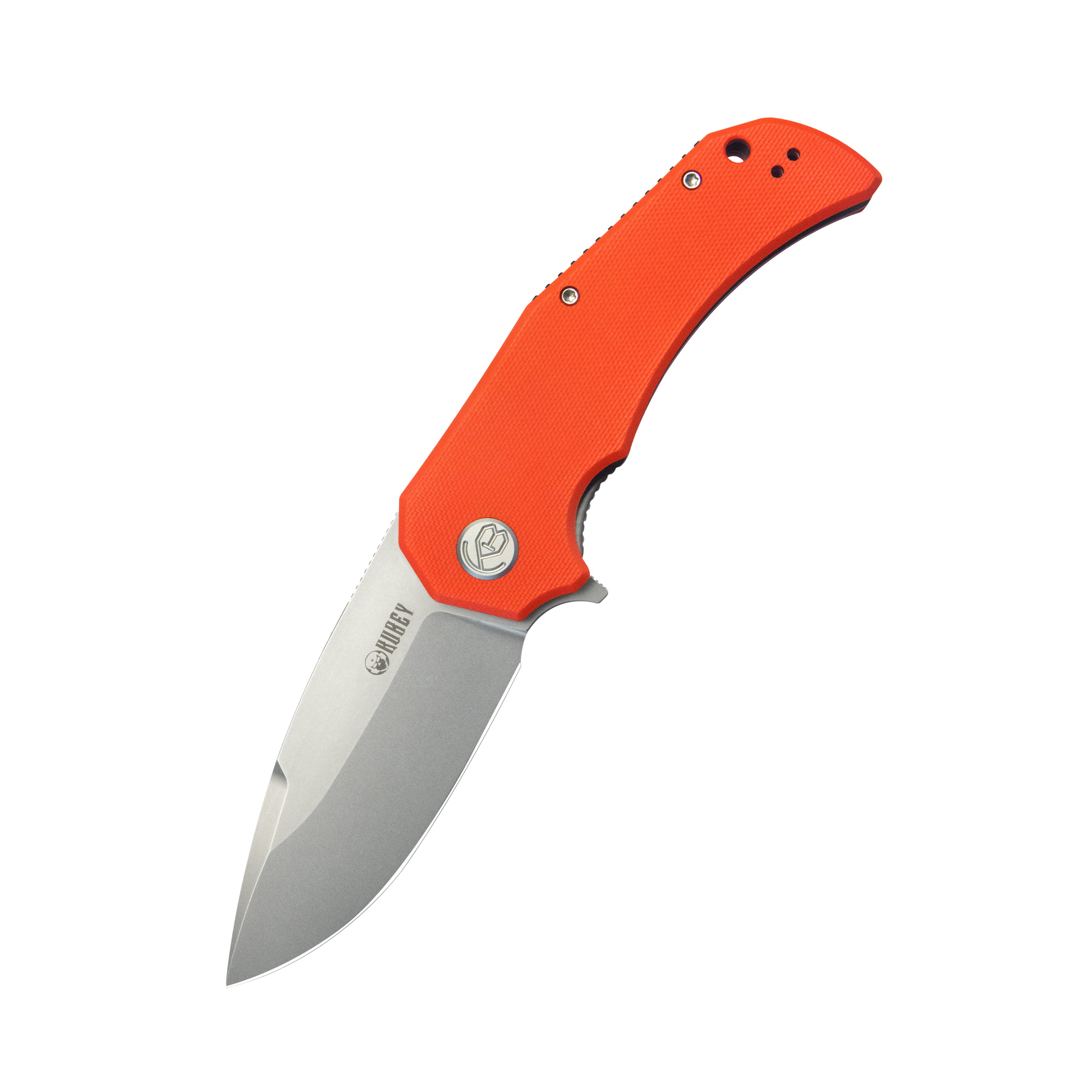 Kubey Mikkel Willumsen Design Bravo one Drop Point Outdoor Folding Camping Knife Orange G10 Handle 3.39" Beadblast AUS-10 KU319B