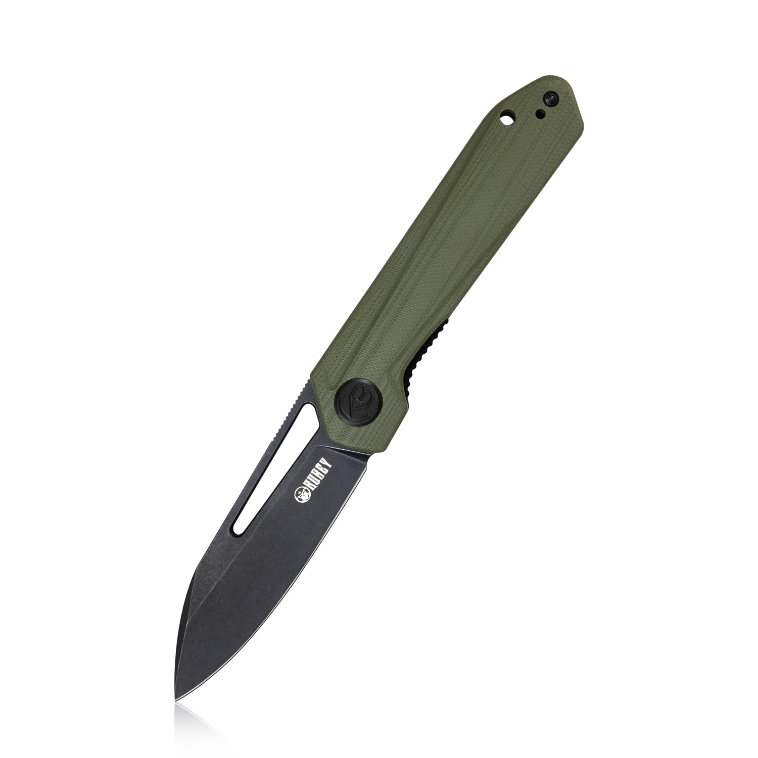Kubey Royal Nest Liner Lock EDC Pocket Knife Front Flipper Green G10 Handle 2.99" Dark Stonewashed D2 KU321F