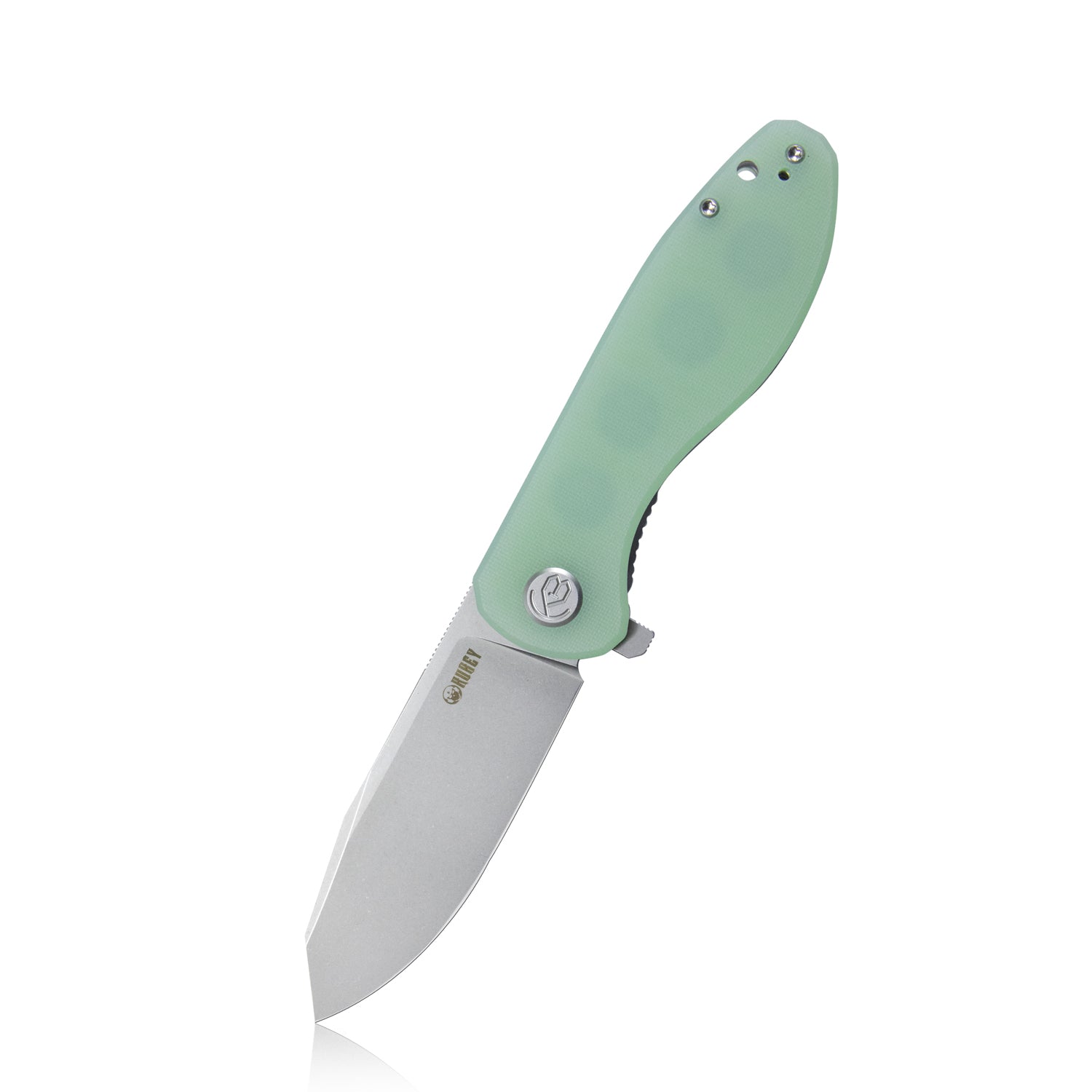 Kubey Master Chief Outdoor Folding Pocket Knife Jade G10 Handle 3.43" Beadblast AUS-10 KU358C
