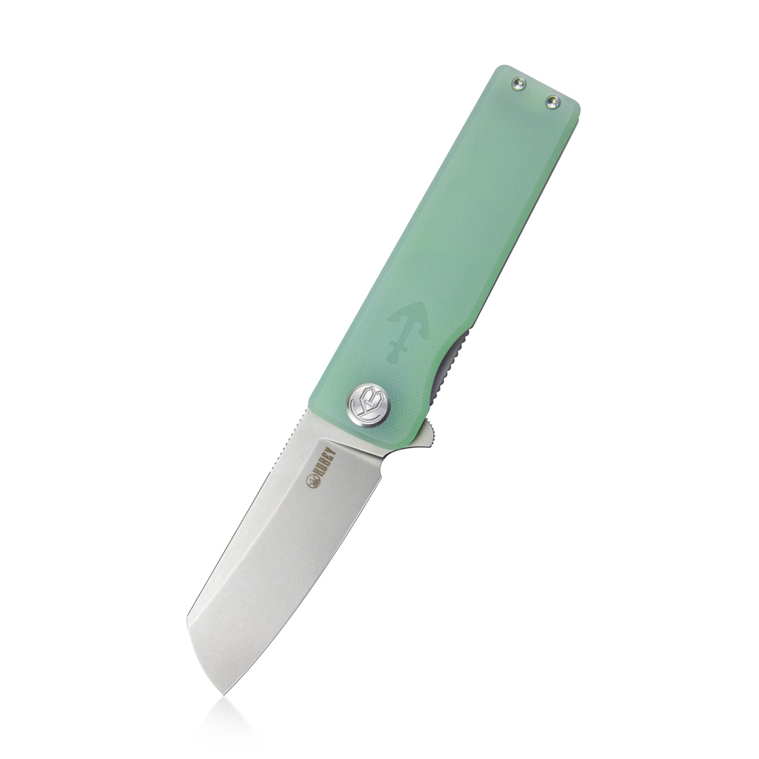 Kubey Sailor Liner Lock Flipper Outdoor Pocket Knife Jade G10 Handle 3.11" Beadblasted AUS-10 Blade KU317E