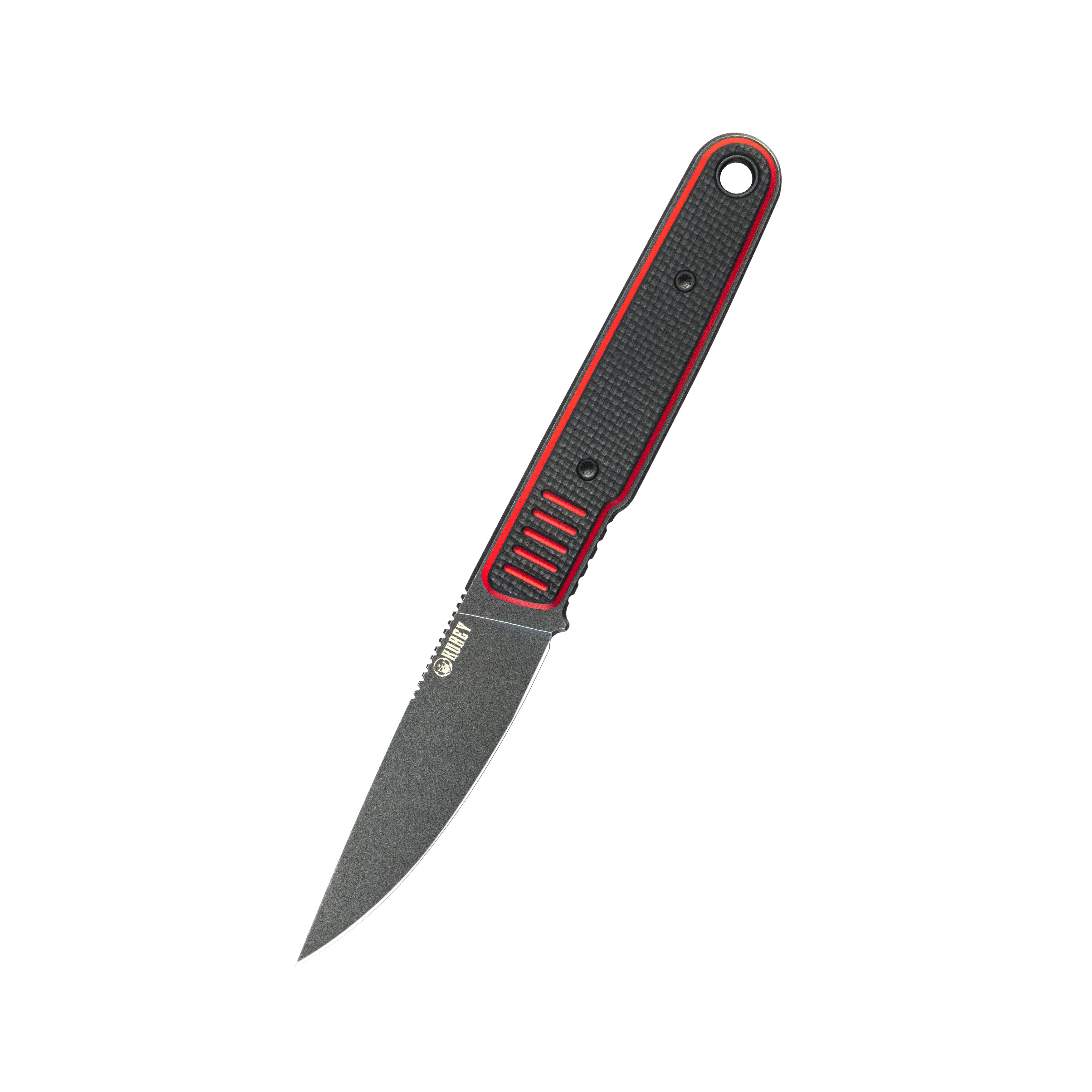 Kubey JL Drop Point Fixie Every Day Carry Fixed Blade Knife Red Black G-10 3.11'' Drop Point Blackwash 14C28N KU356A