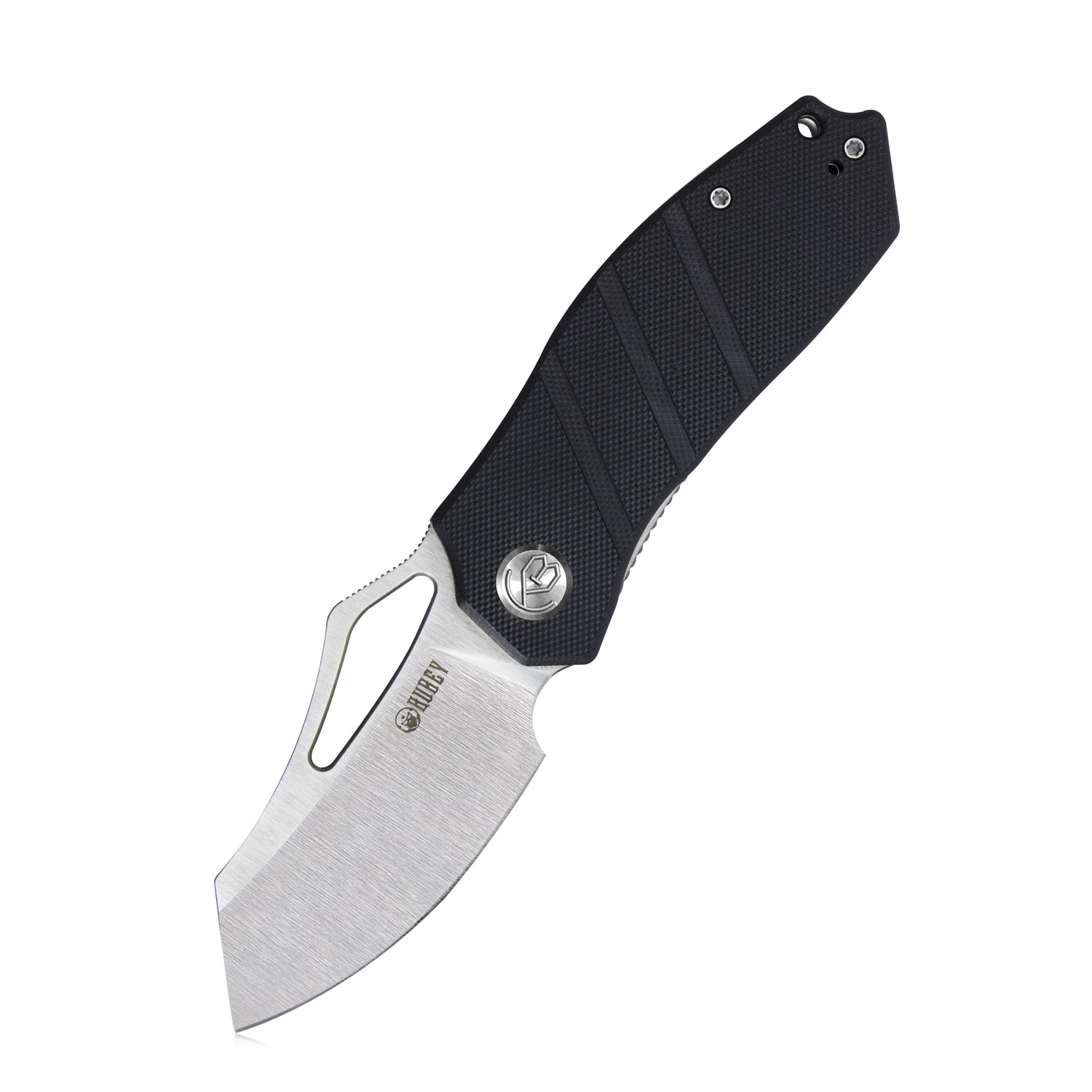 Kubey Ceyx Liner Lock Flipper Folding Knife Black G10 Handle 2.95" Satin D2 KU335A