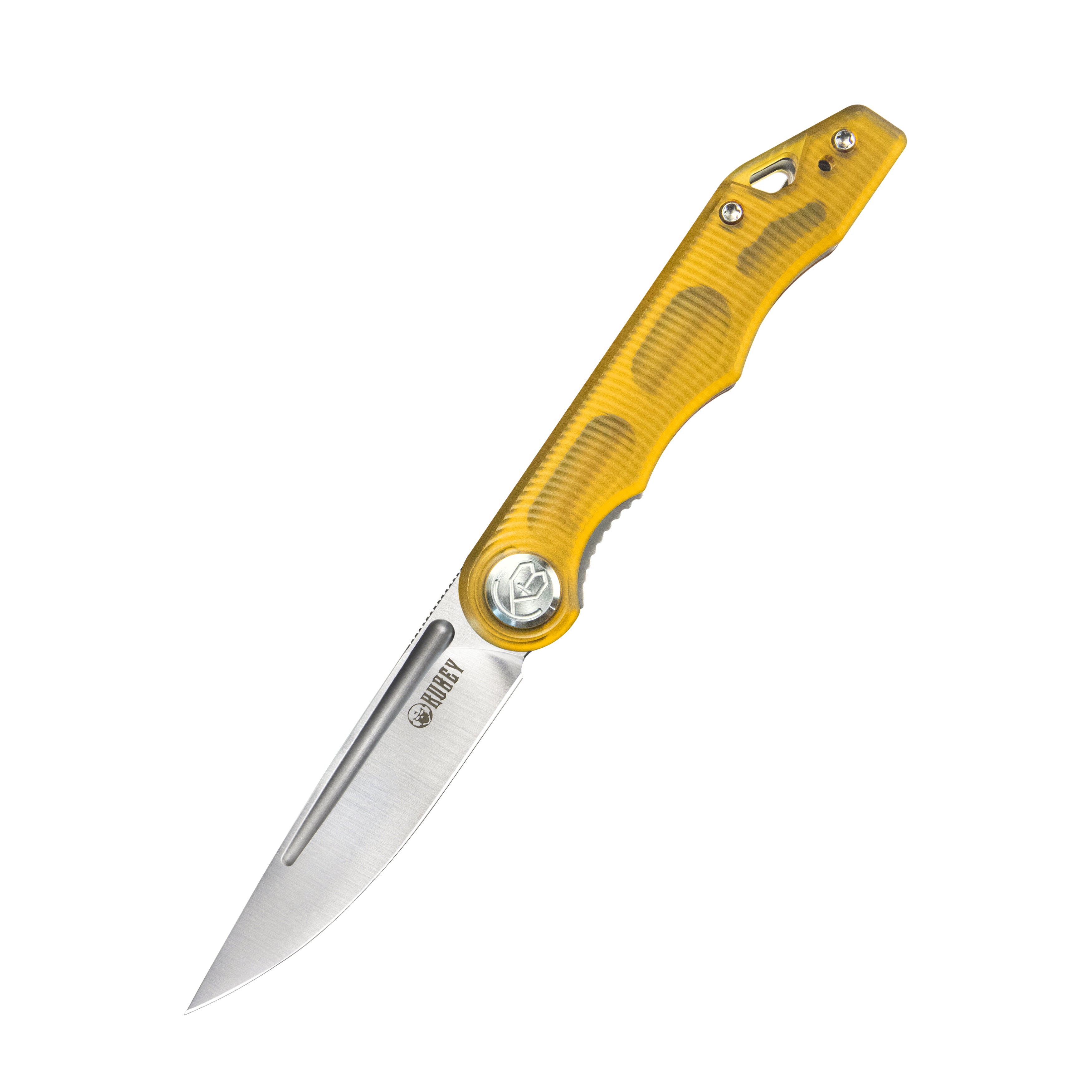 Kubey Mizo Liner Lock Front Flipper Folding Knife Ultem Handle 3.15" Satin 14C28N KU2101G