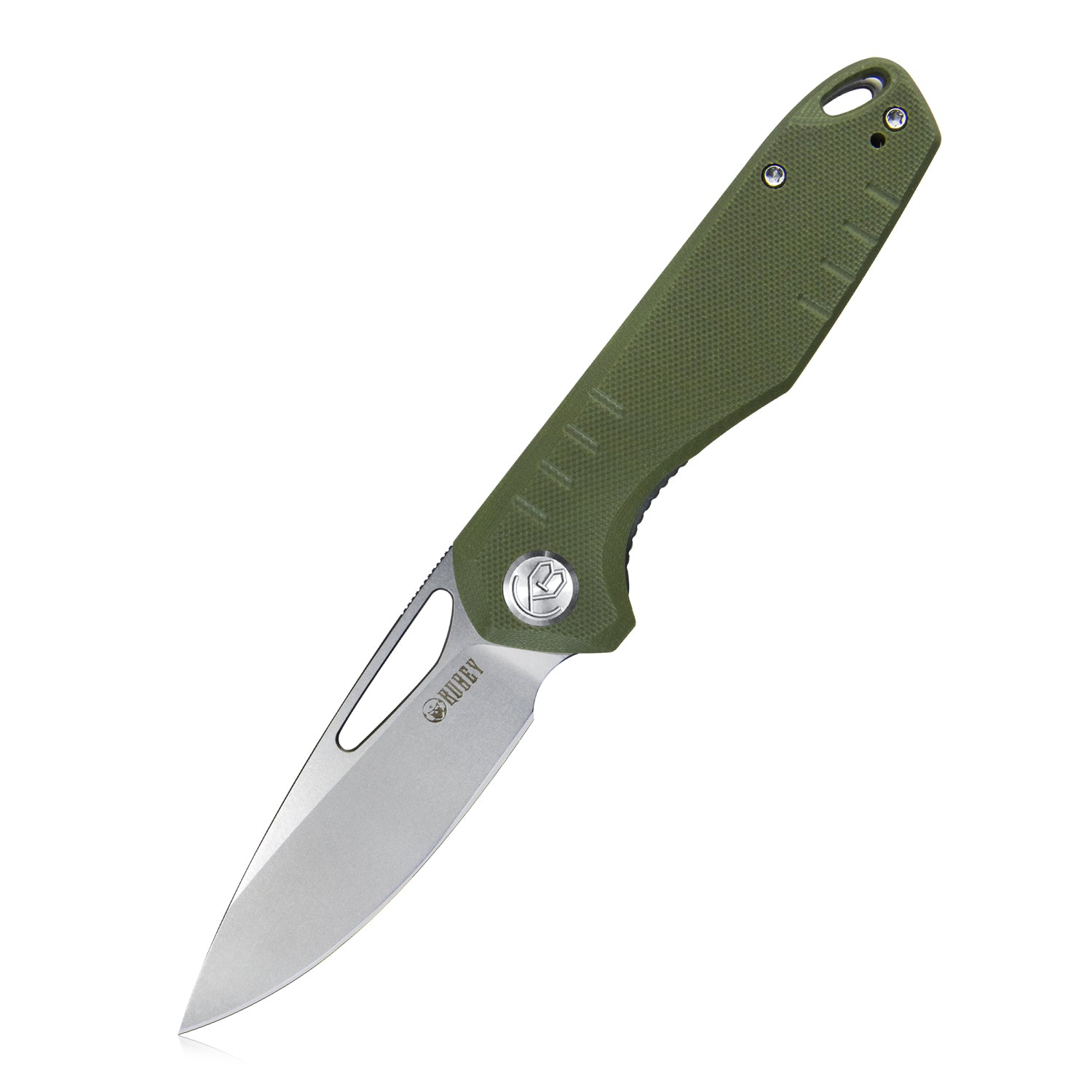 Kubey Doris Liner Lock Front Flipper Folding Knife Green G10 Handle 3.27" Bead Blasted Finish D2 KU324D