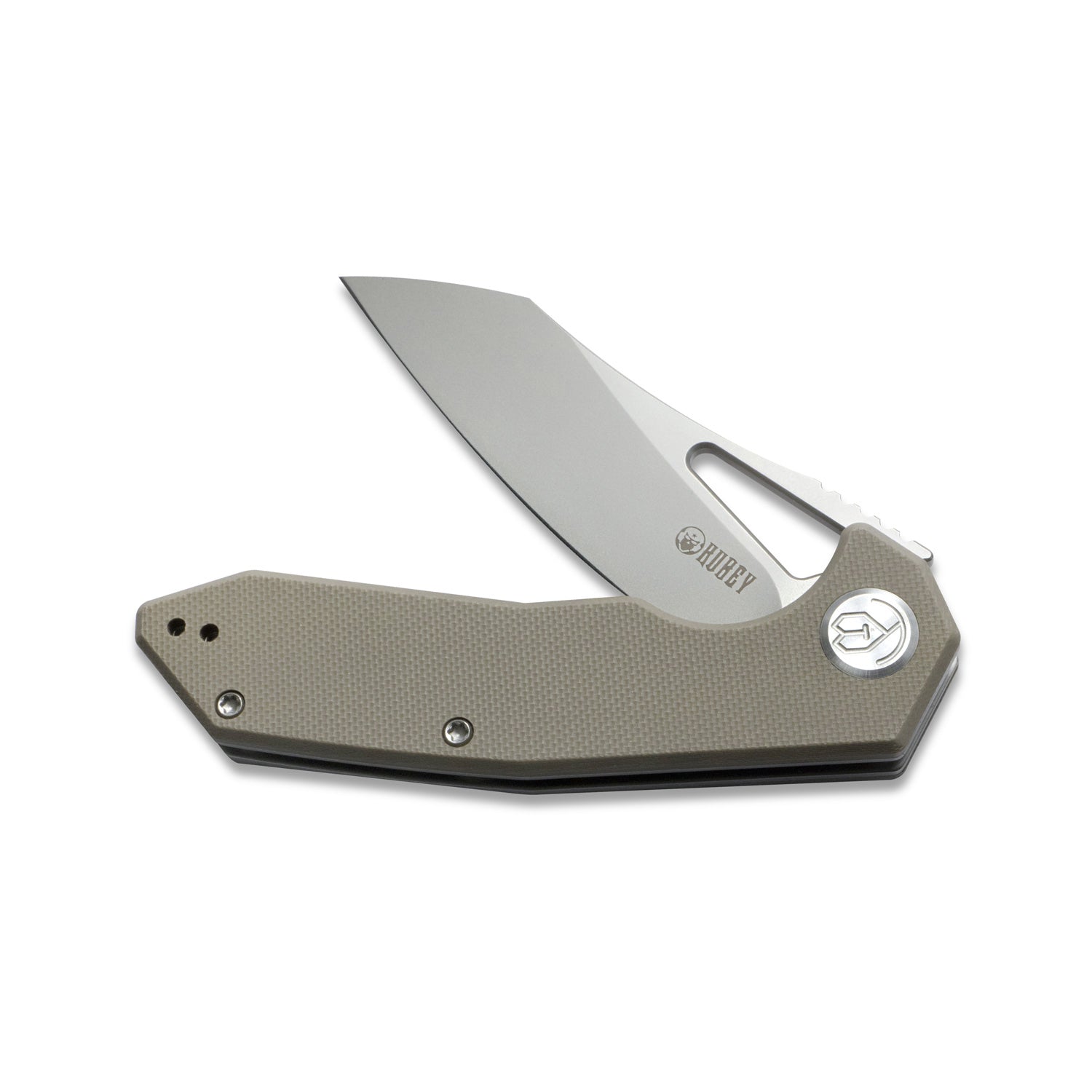 Kubey Vagrant Liner Lock Folding Knife Tan G10 Handle (3.1" Sandblast AUS-10) KU291B
