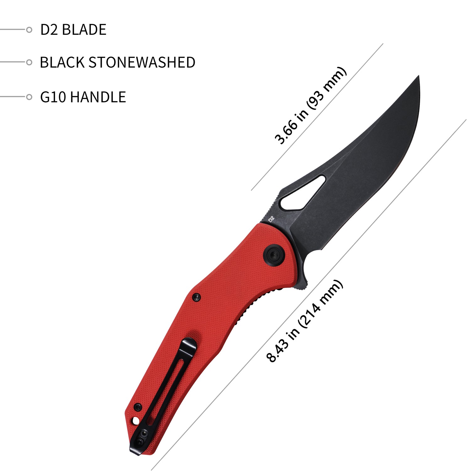 Kubey Phemius Liner Lock Folding Pocket Knife Red G10 Handle 3.66" Bead Blasted D2 KU149C