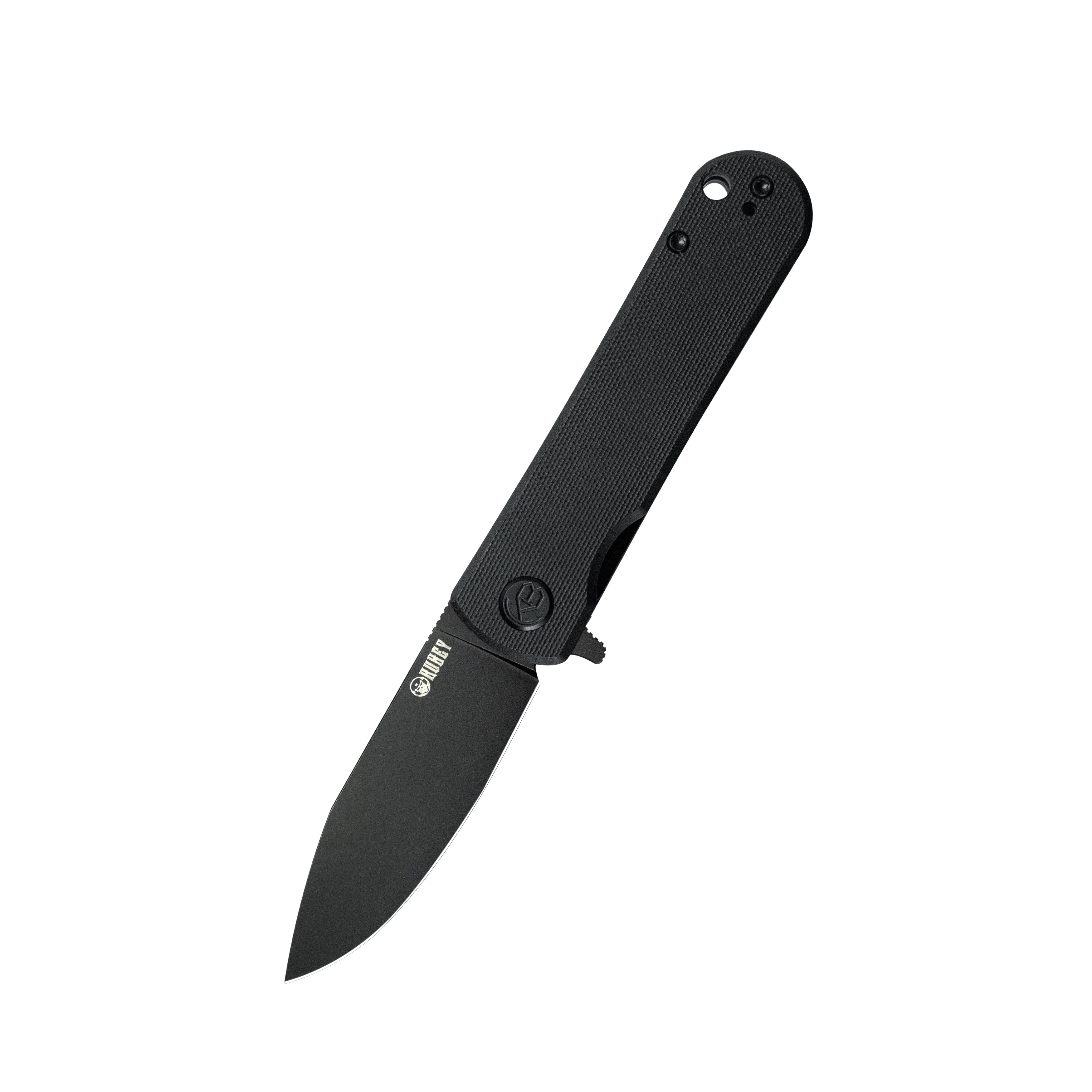 Kubey NEO Outdoor Folding Pocket Knife Black G10 Handle 3.43" Blackwash AUS-10 KU371B