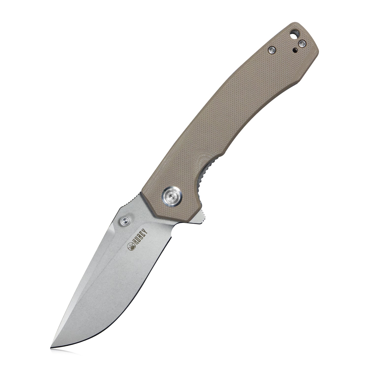Kubey Calyce Liner Lock Flipper Folding Knife Tan G10 Handle 3.27" Bead Blasted D2 KU901D
