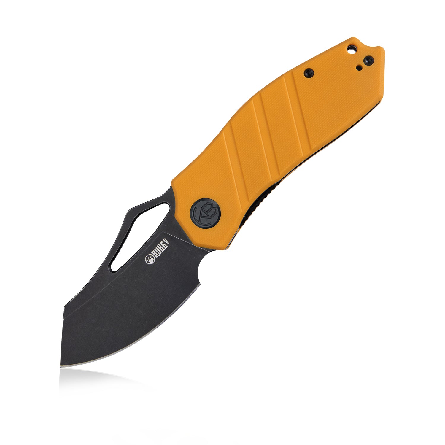 Kubey Ceyx Liner Lock Flipper Folding Knife Yellow G10 Handle 2.95" Darkwashed D2 KU335C
