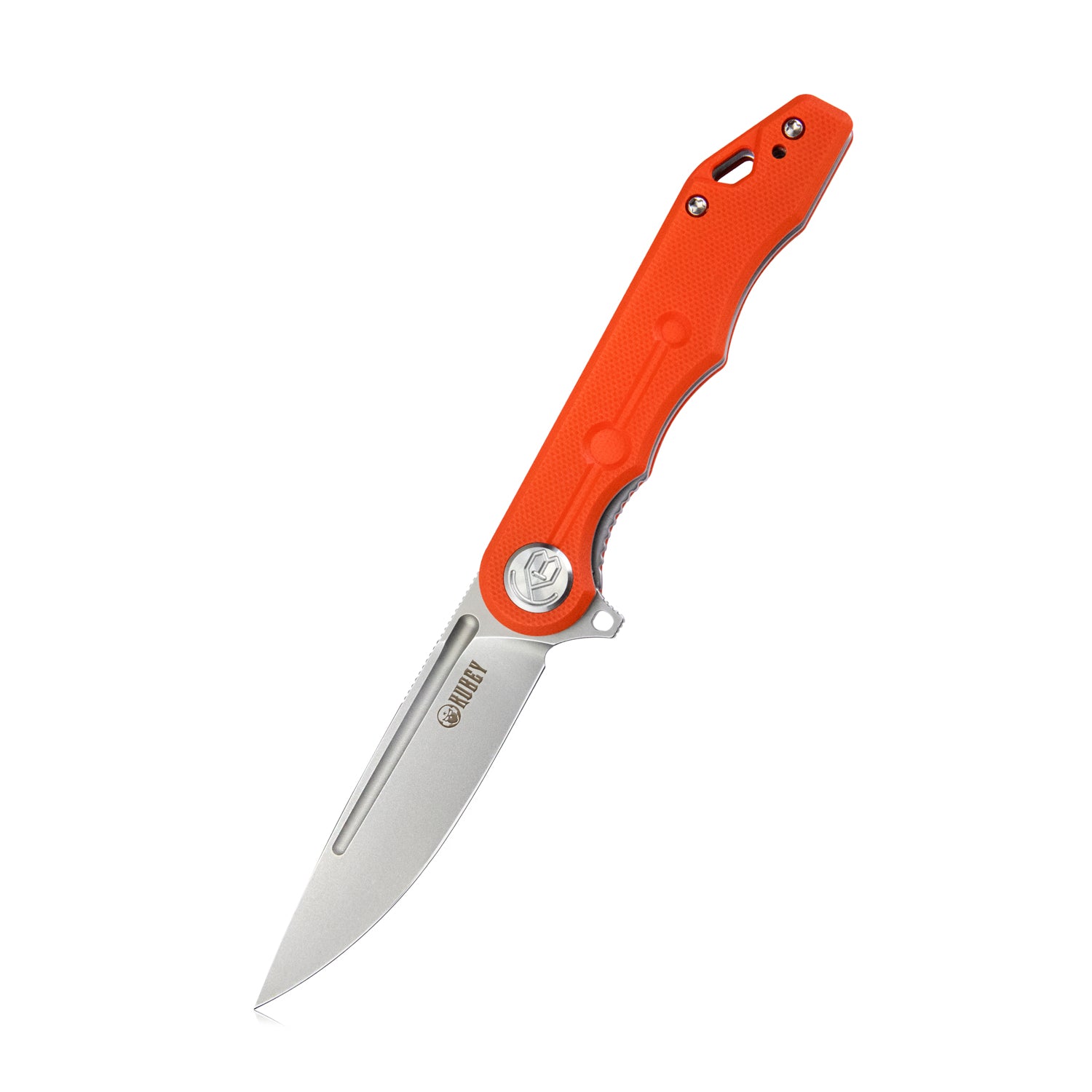 Kubey Mizo Liner Lock Flipper Folding Knife Orange G10 Handle 3.15" Bead Blast AUS-10 KU312I
