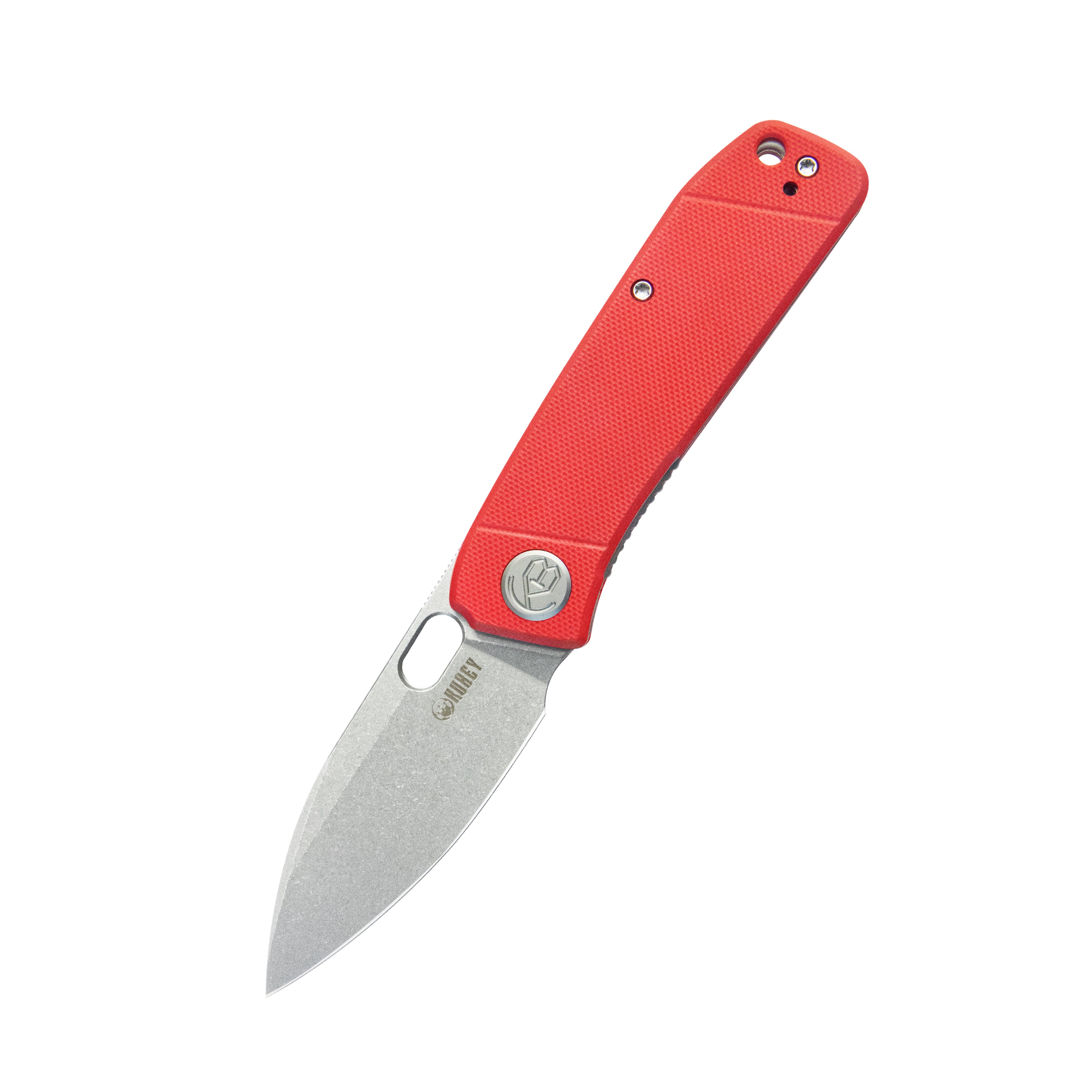 Kubey Hyde Liner Lock Folding Knife Red G10 Handle 2.95" Bead Blasted 14C28N KU2104G