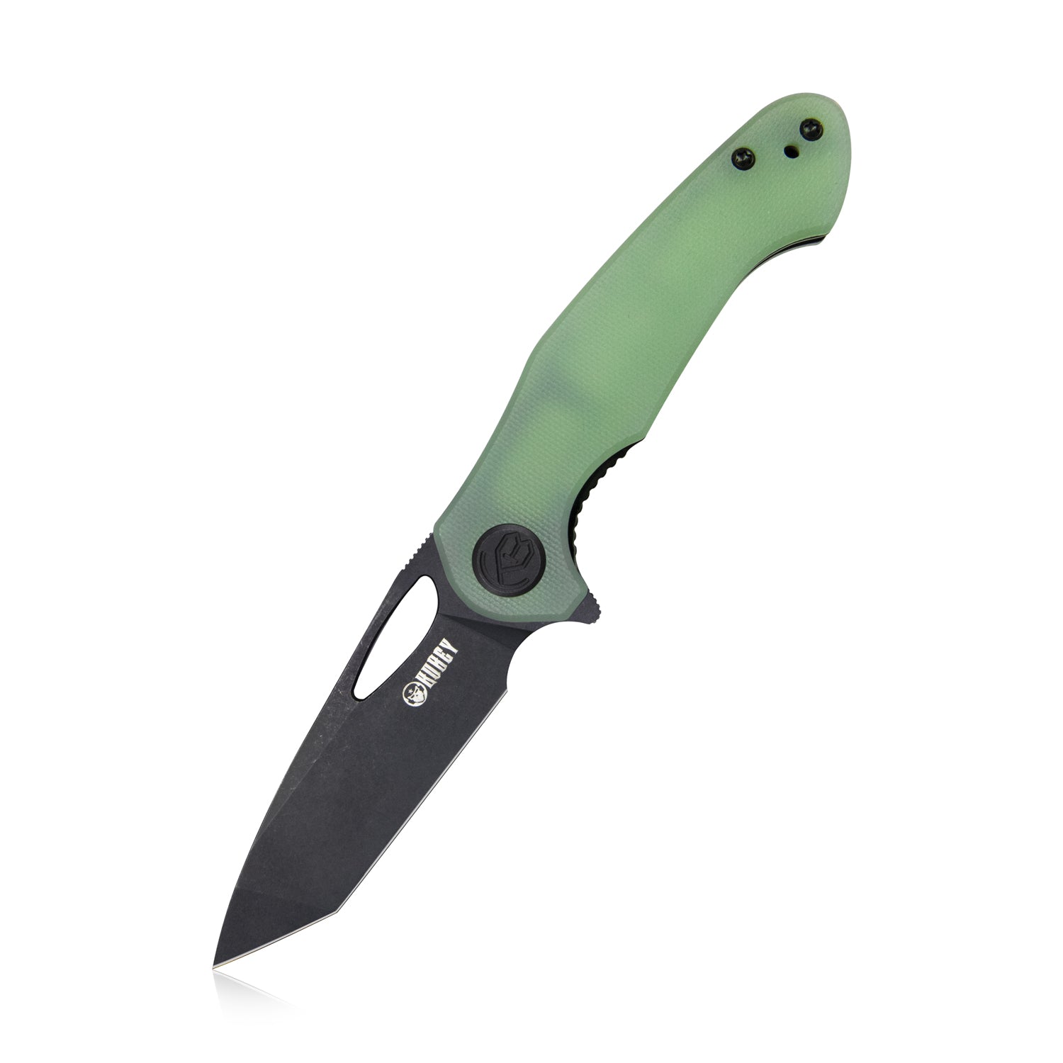 Kubey Dugu Liner Lock Folding Knife Jade G10 Handle 2.91'' Dark Stonewashed 14C28N Blade KU159E
