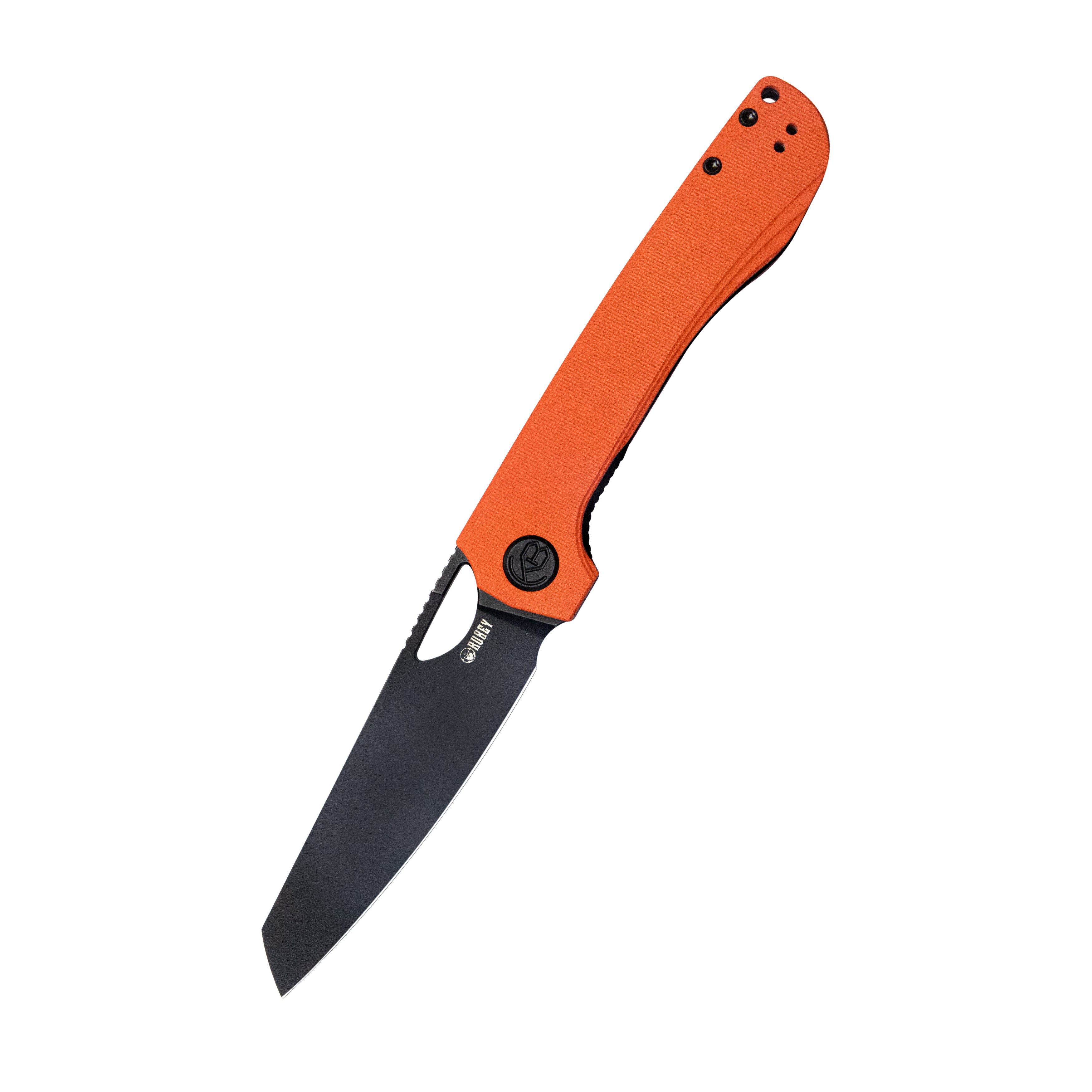 Kubey Elang Liner Lock Folding Knife Orange G10 Handle 3.94" Blackwashed Sheepsfoot AUS-10 KU365B