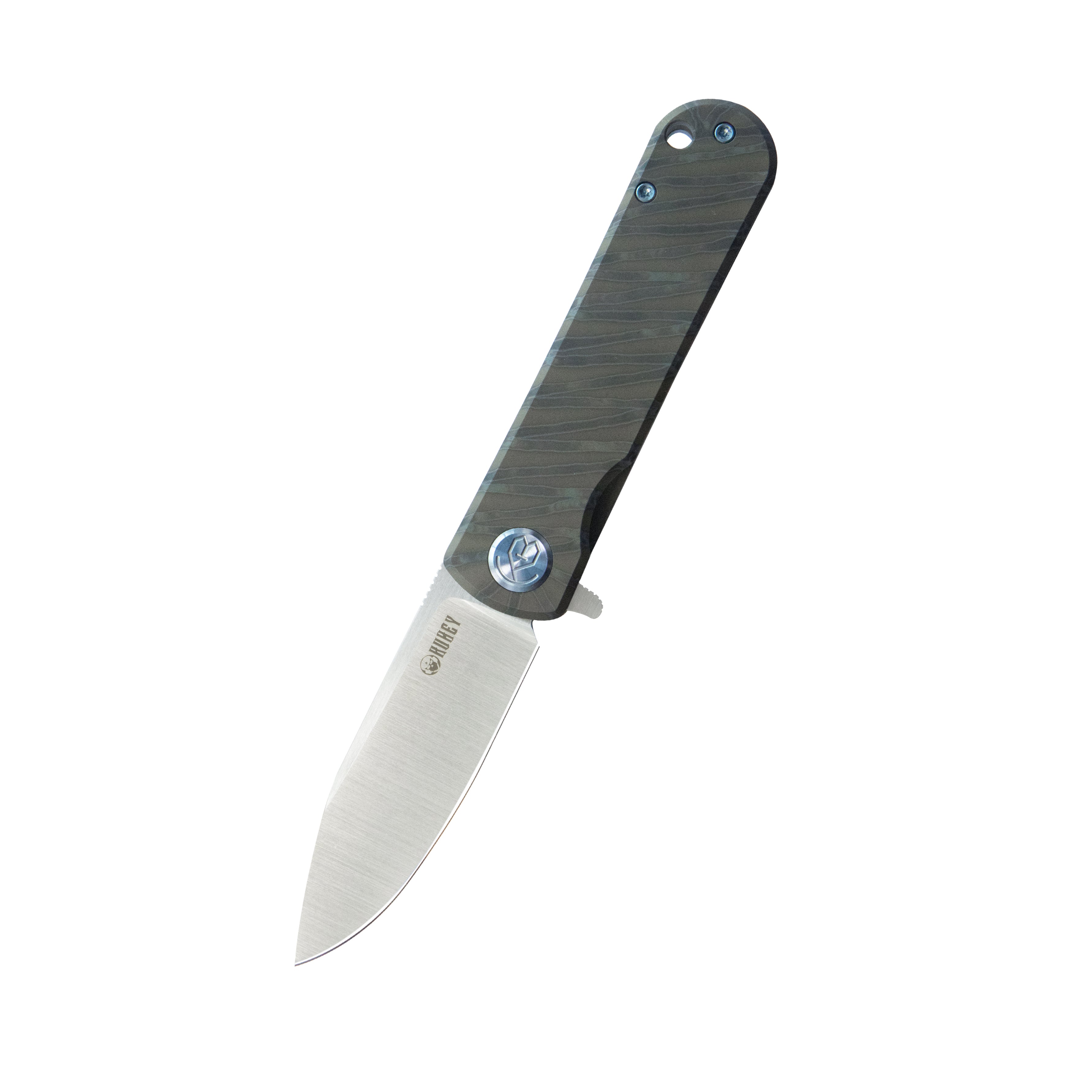 Kubey NEO Flipper Gentlemans Knife Flame Titanium Handle 2.99" Belt Satin S35VN Blade KB359B