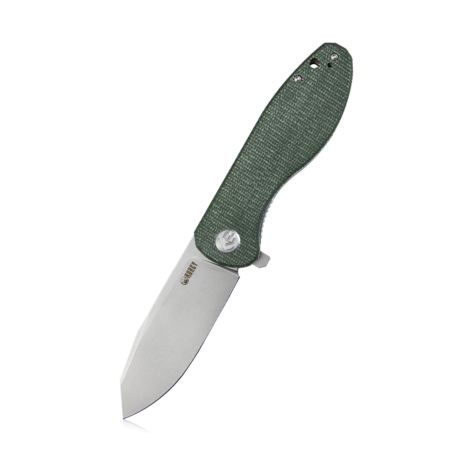 Kubey Master Chief Outdoor Folding Pocket Knife Green Micarta Handle 3.43" Beadblast AUS-10 KU358I
