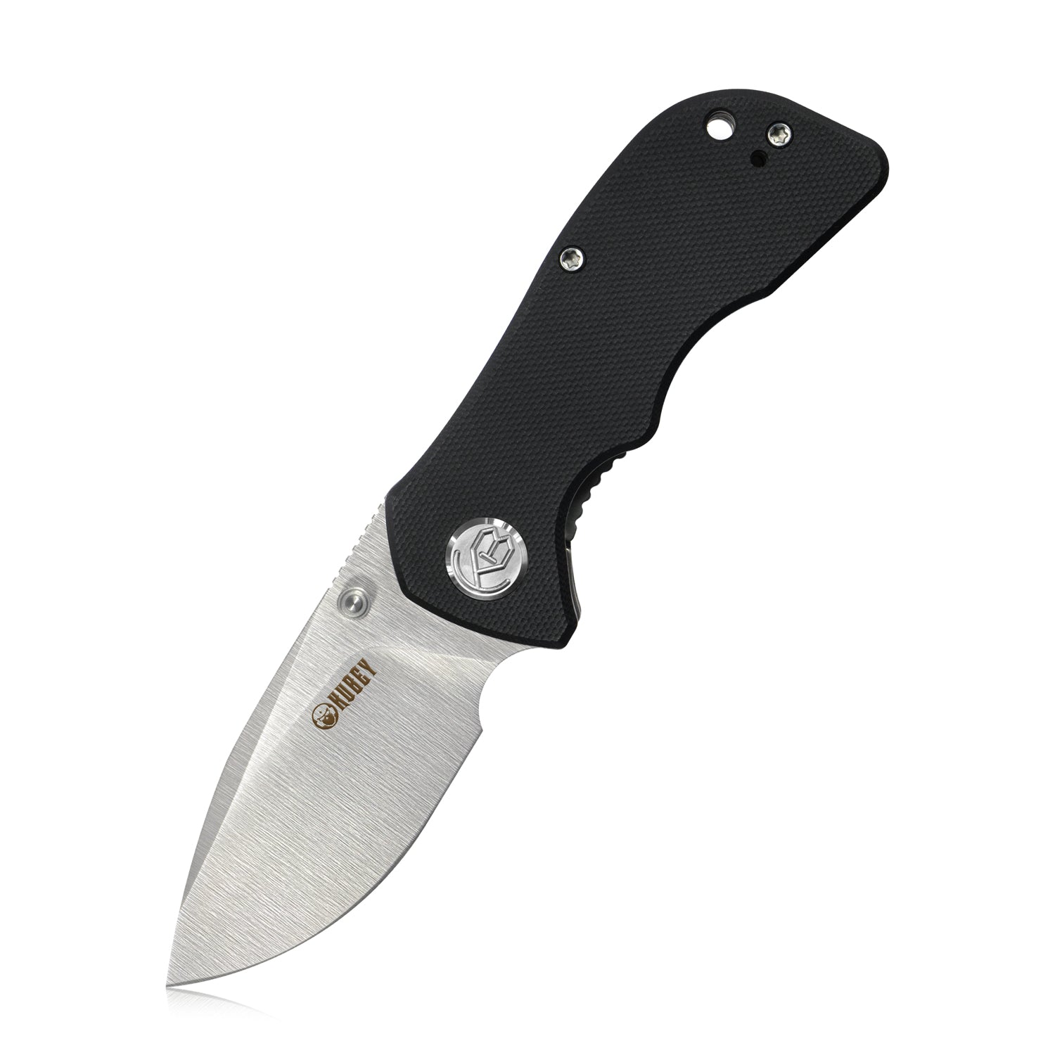 Kubey Karaji Liner Lock Dual Thumb Studs Open Folding Pocket Knife Black G10 Handle 2.56" Bead Blasted D2 KU180E