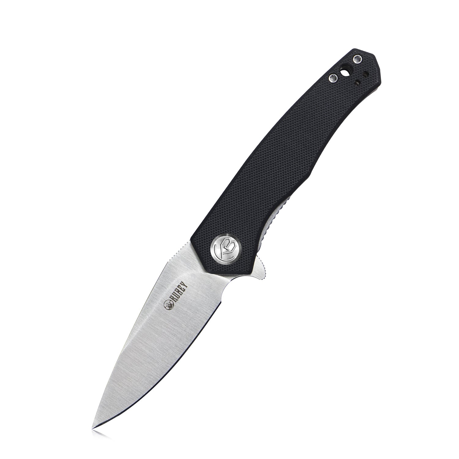 Kubey Cadmus Liner Lock Flipper Folding Knife Black G10 Handle 2.95" Satin D2 KU055A