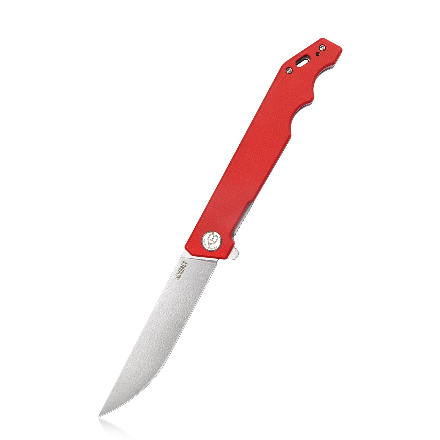 Kubey Pylades Liner Lock Flipper Folding Knife Red Handle 4.65" Satin AUS-10 KU253F