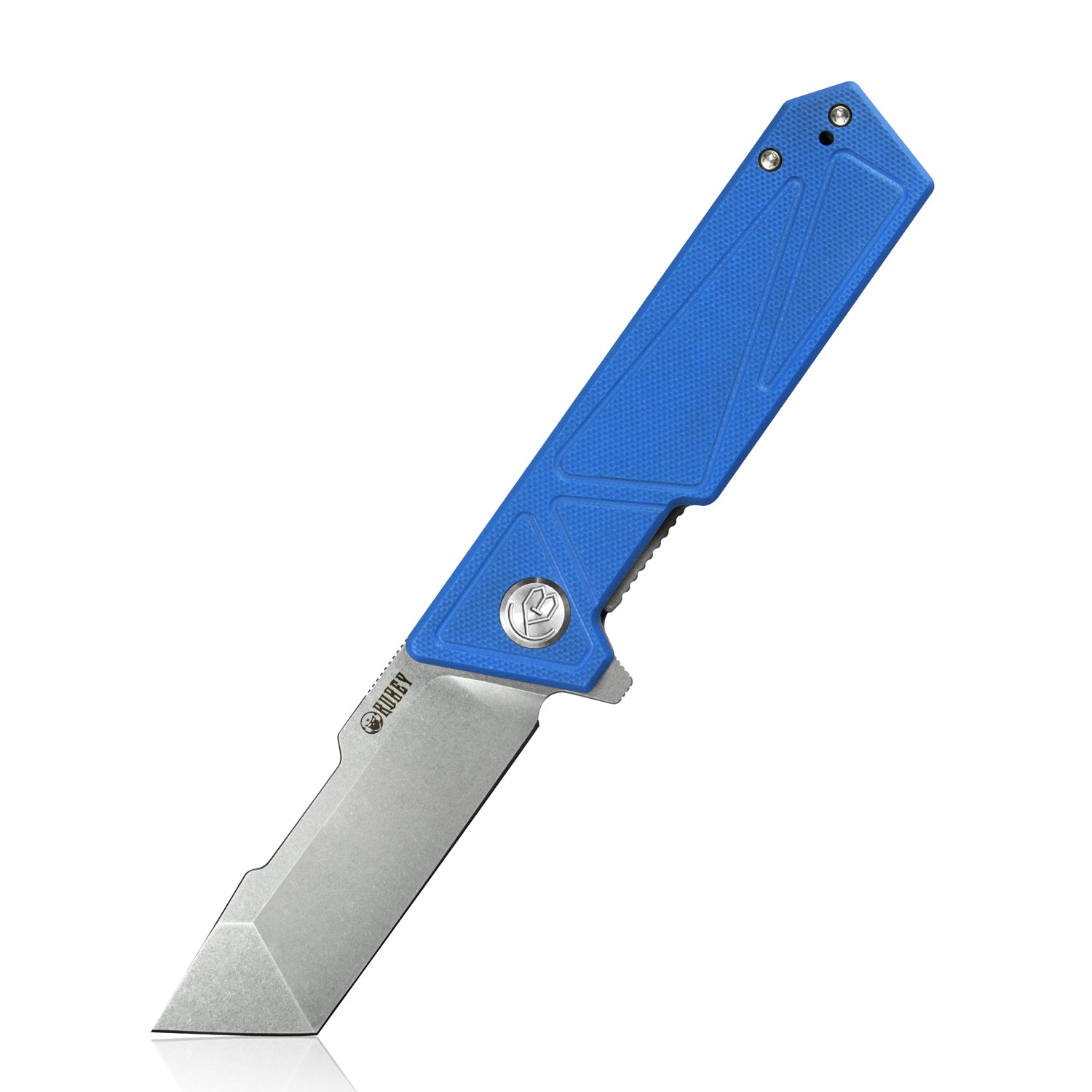 Kubey Avenger Outdoor Edc Folding Pocket Knife Blue G10 Handle 3.07" Bead Blasted D2 KU104C