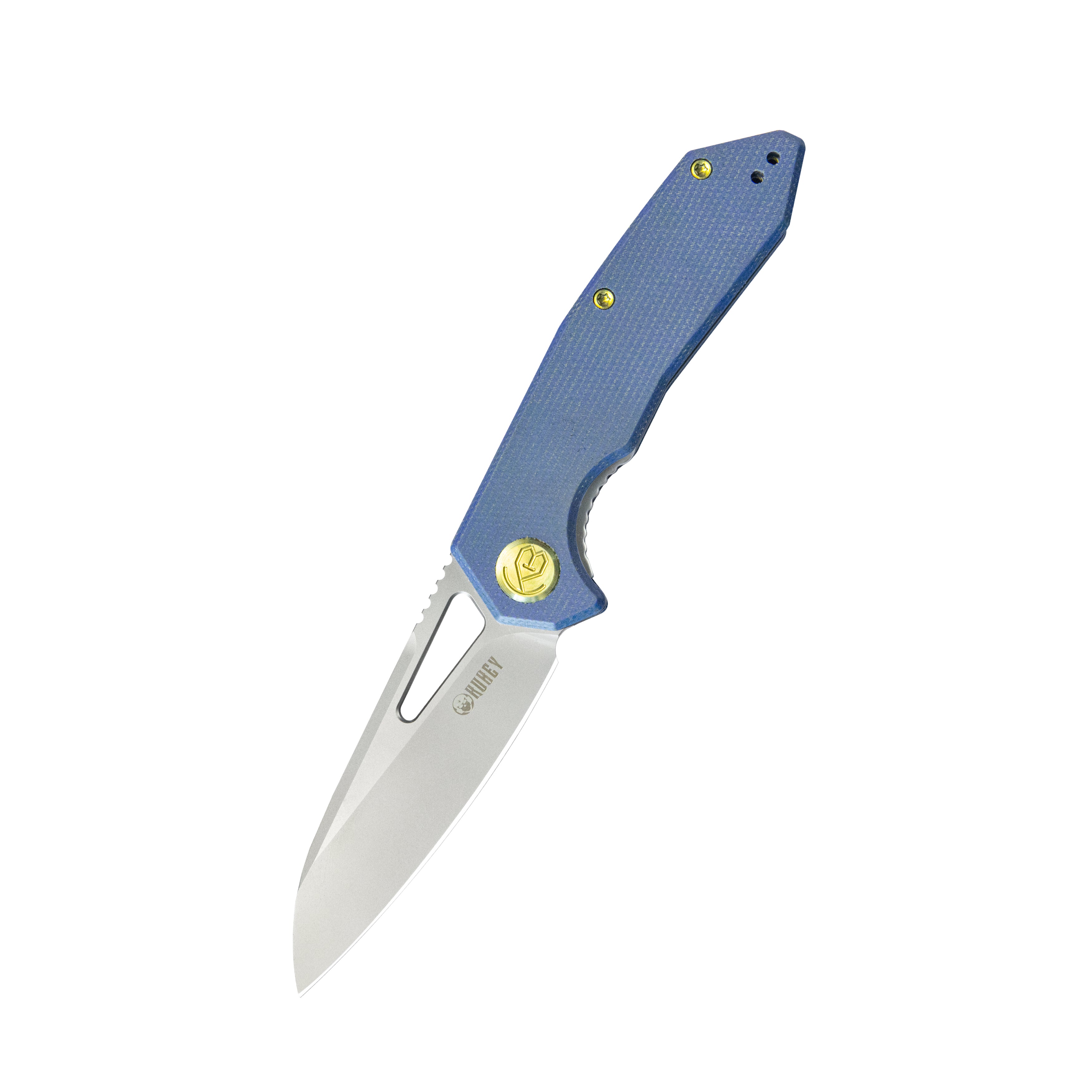 Kubey Vagrant Liner Lock Folding Knife Blue Micarta Handle 3.1" Sandblast M390 KB291U