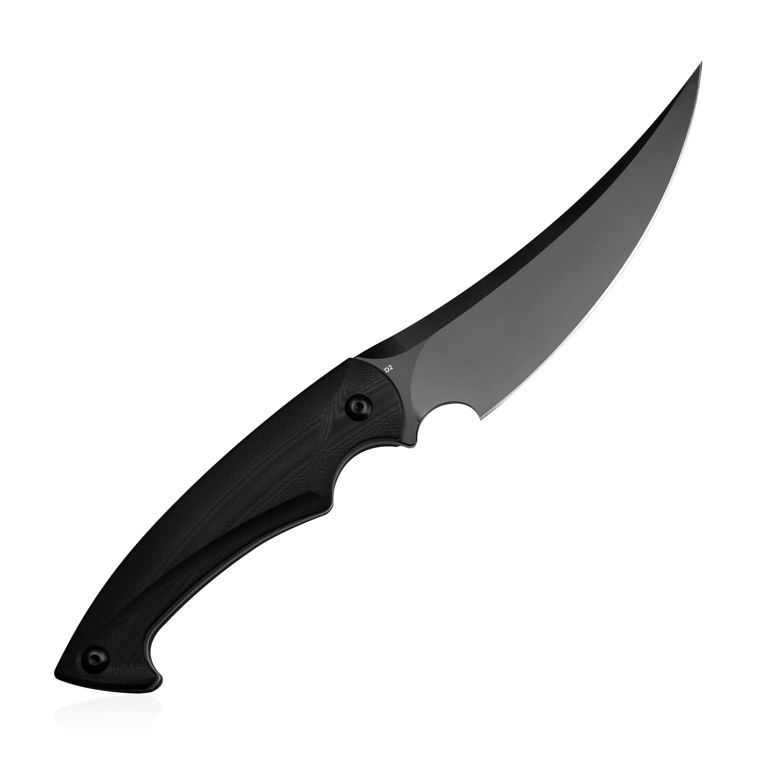Kubey Scimitar Fixed Blade Hunting Knife G10 Handle 5.43" Black PVD Coating D2 KU231B
