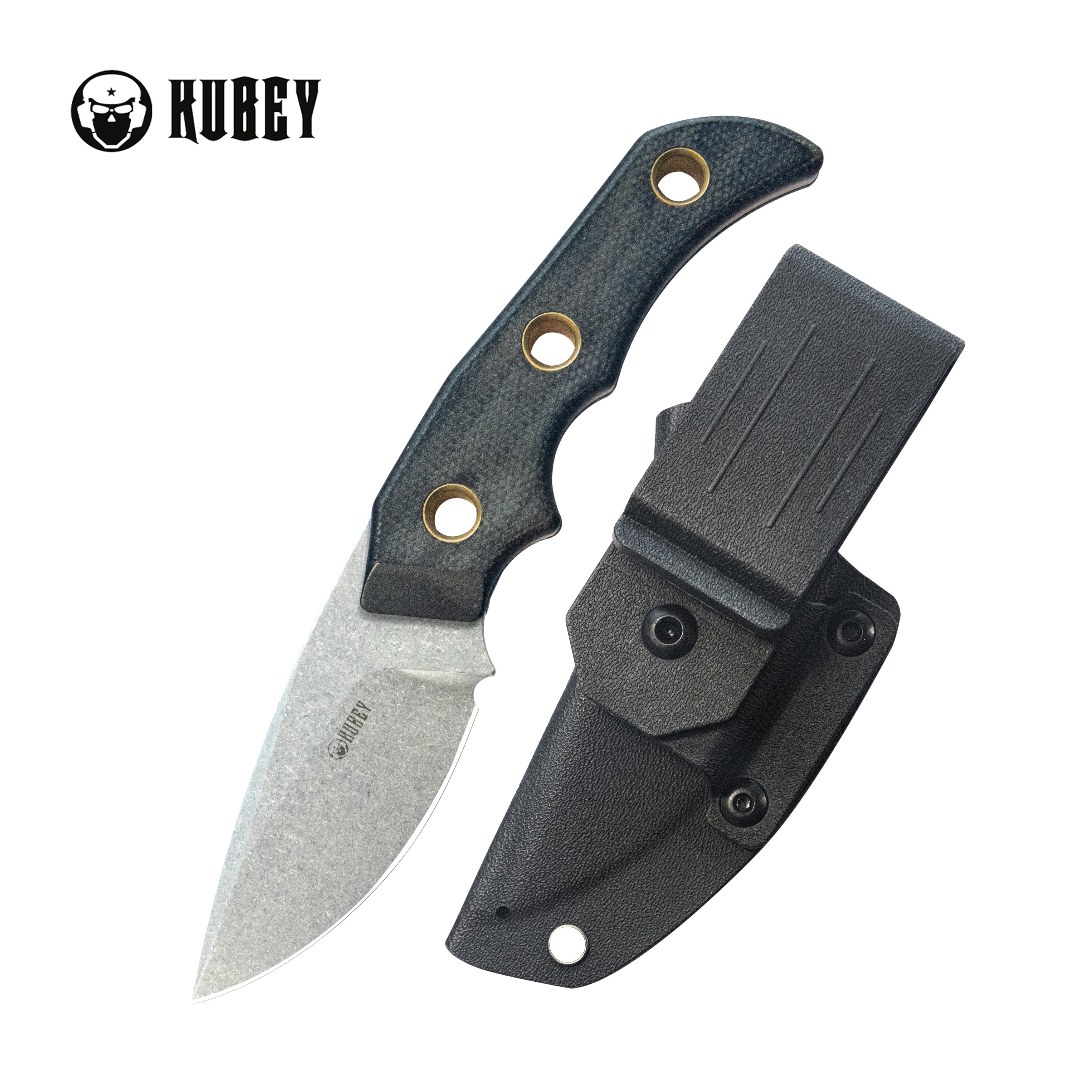 Kubey Blade Hunter Drop Point Fixed Blade Knife Black Micarta Handle 2.95''Beadblast 14C28N KU376A