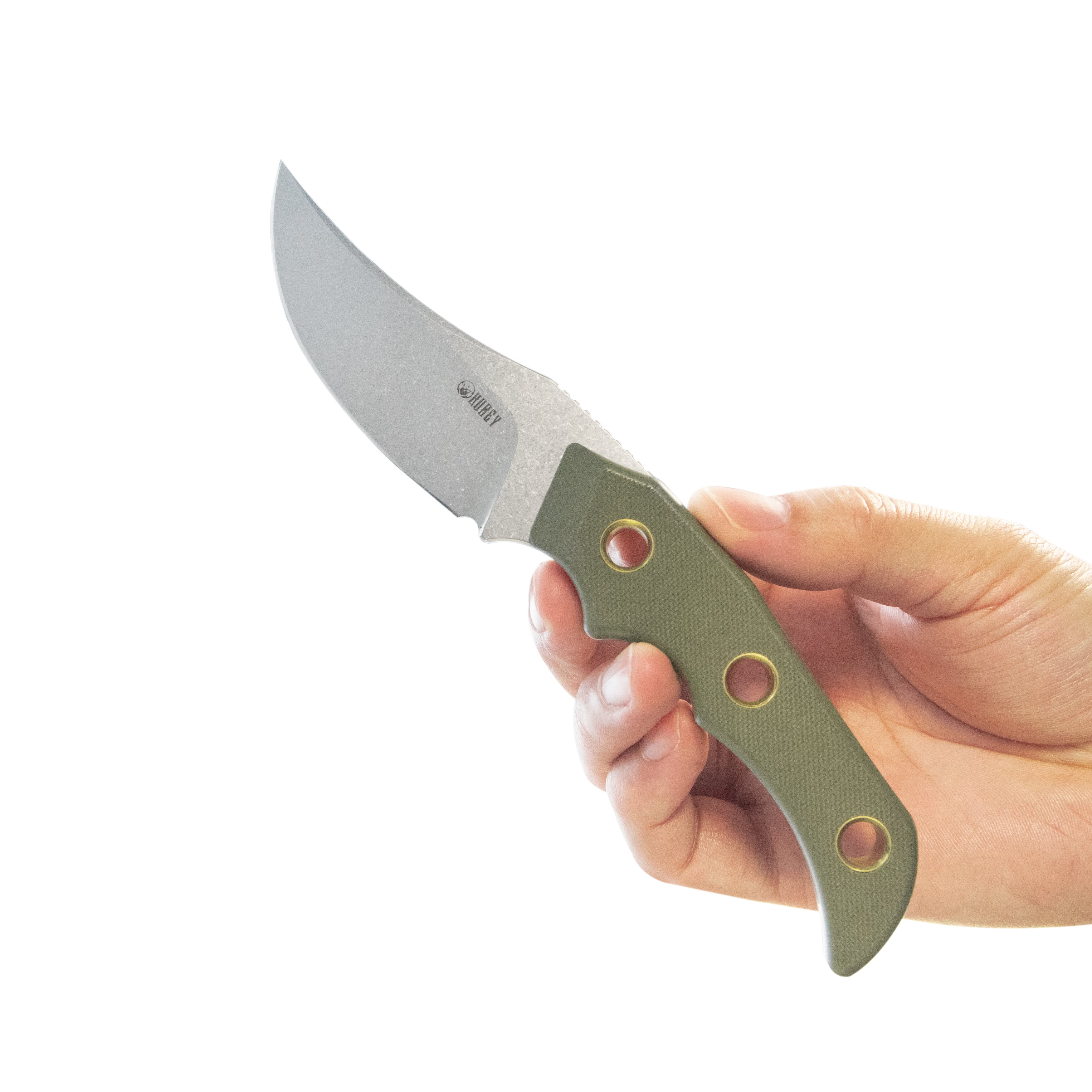 Kubey Blade Hunter Clip Point EDC Fixed Blade Knife Green G10 Handle 3.38" Beadblast 14C28N KU375C